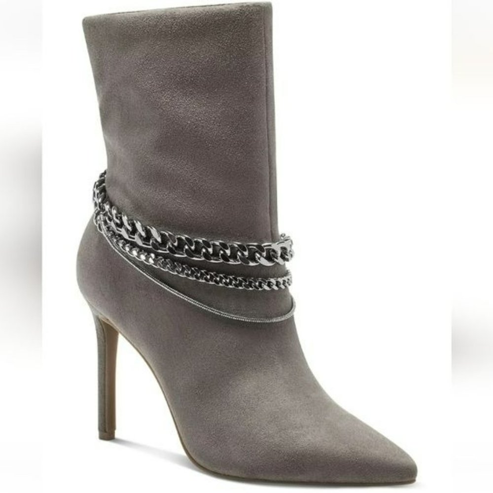 INC International Concepts Reanna Chain Dress Booties Taupe - Picture 1 of 4